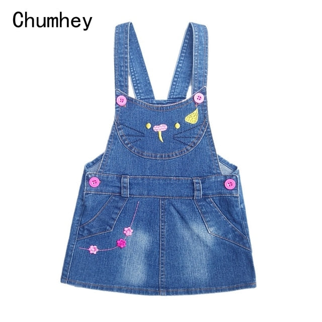Chumhey 1-6T Kids Sundress Summer Girls Jeans Suspender dress Overalls Baby Straps Denim Bib Dress Toddler Clothing Bebe Clothes