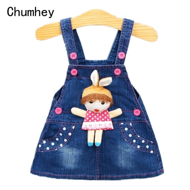 Chumhey 1-6T Kids Sundress Summer Girls Jeans Suspender dress Overalls Baby Straps Denim Bib Dress Toddler Clothing Bebe Clothes