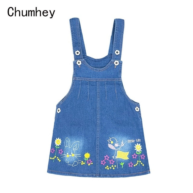 Chumhey 1-6T Kids Sundress Summer Girls Jeans Suspender dress Overalls Baby Straps Denim Bib Dress Toddler Clothing Bebe Clothes