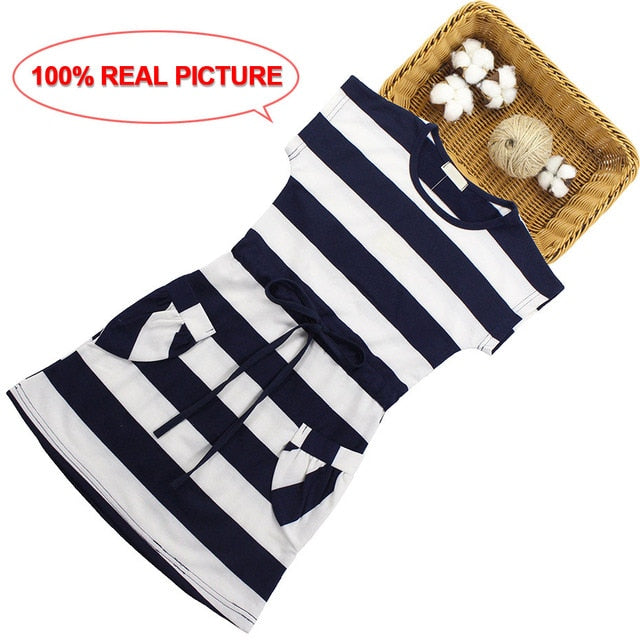 Dress For Girls Striped Girls Summer Dress Casual Style Dress Girls Summer Teenage Kids Clothes 6 8 10 12 13 14 Year