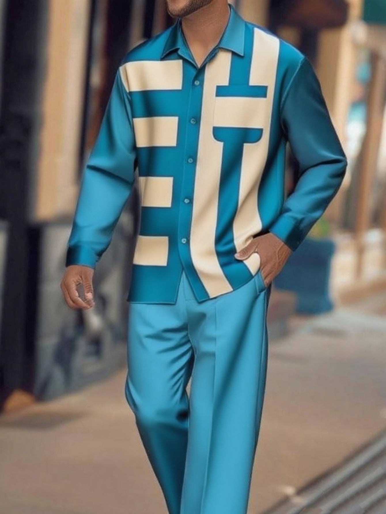 Bradely Leny Designer Men's long-sleeved shirt and trouser suit