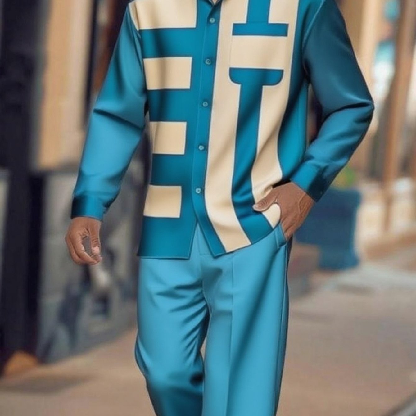 Bradely Leny Designer Men's long-sleeved shirt and trouser suit