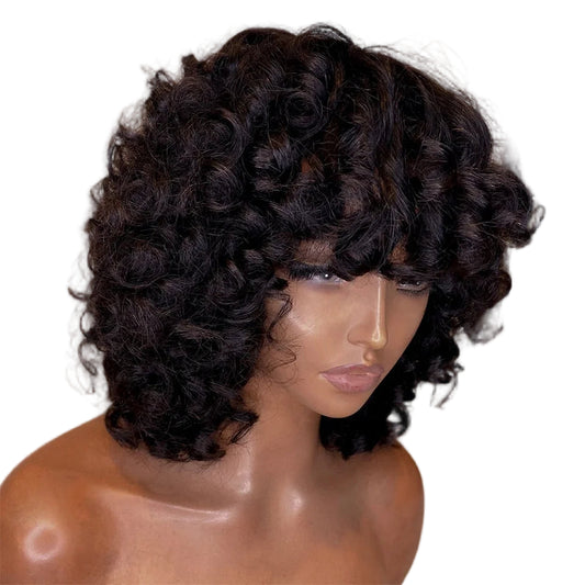 Fumi Curly Human Hair Wigs with Bangs
