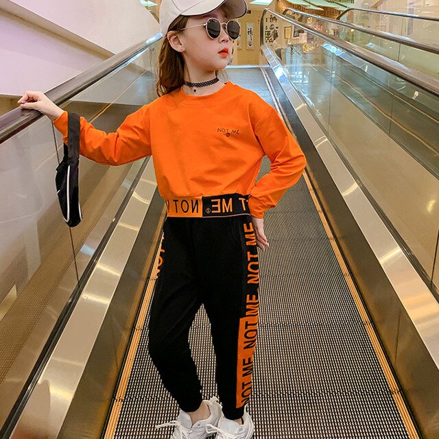 Girls' Sweater Suit Spring Autumn Children'S Clothing  Long-Sleeved Casual Top+Casual Trousers Big Kids Sports Clothes Sets