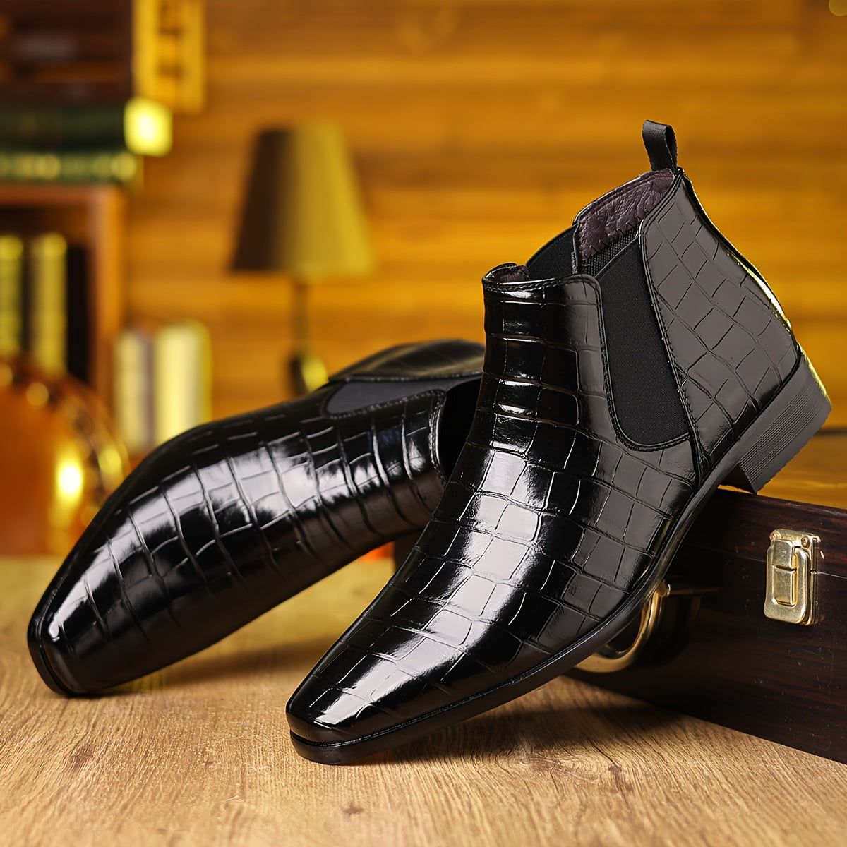 Men's Slip-On Checkered Boots