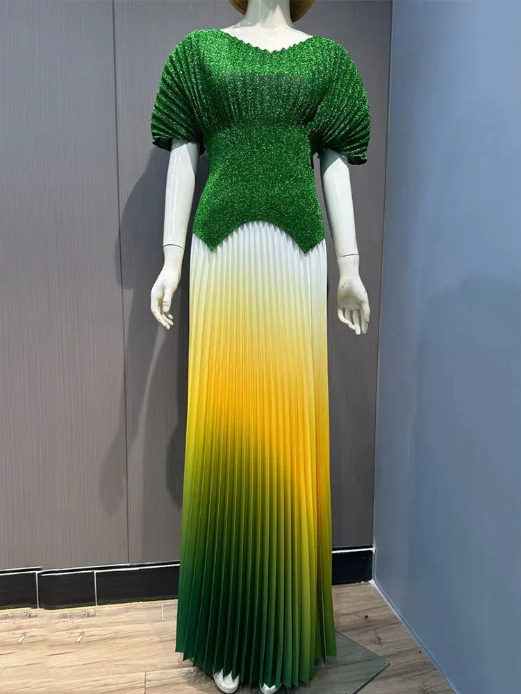 Elegant Gradient Pleated 2-Piece Set for Women