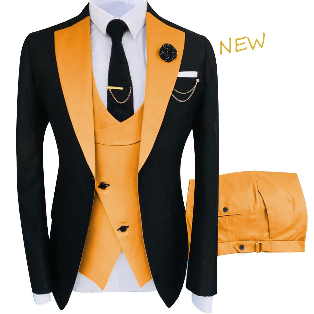 Slim Fit Blazers Ball And Groom Suits Fashion Wedding( Jacket + Vest + Pants )