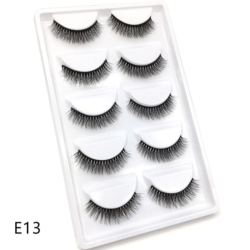 New Full 5 Pairs one box 3D Mink Hair False Eyelashes Natural Thick Long Eye Lashes Wispy Makeup Beauty Extension Tools H13