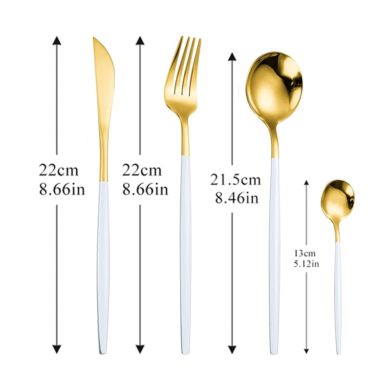 Stainless Steel Golden Cutlery Set Black Luxury Dinnerware Set