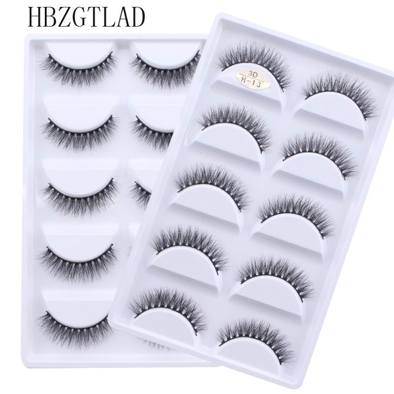 New Full 5 Pairs one box 3D Mink Hair False Eyelashes Natural Thick Long Eye Lashes Wispy Makeup Beauty Extension Tools H13