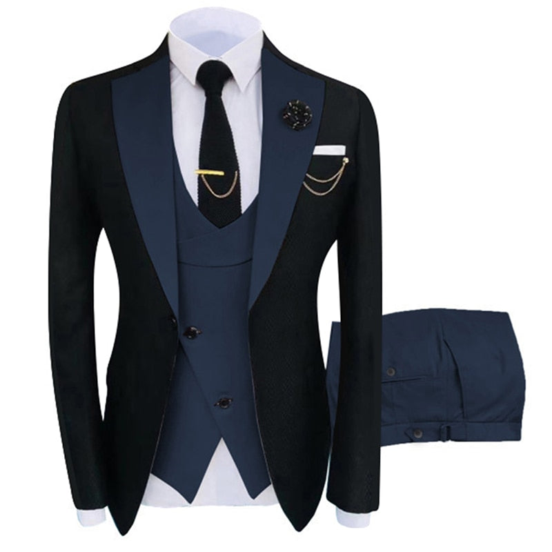 Slim Fit Blazers Ball And Groom Suits Fashion Wedding( Jacket + Vest + Pants )