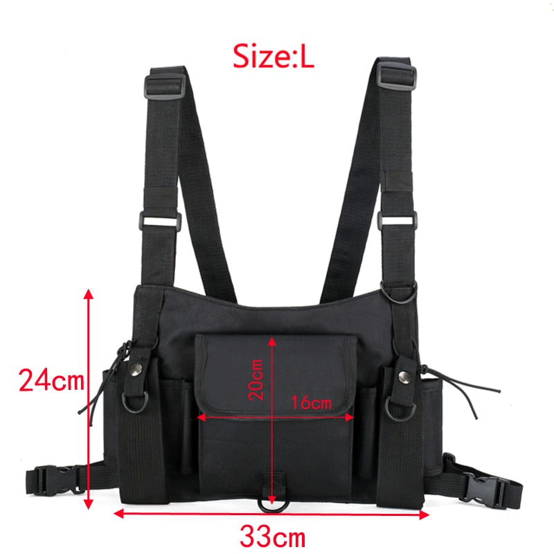 Functional Tactical Chest Bag Fashion Bullet Hip Hop Vest Streetwear Bag Waist Pack Women Black Chest Rig Bag 233