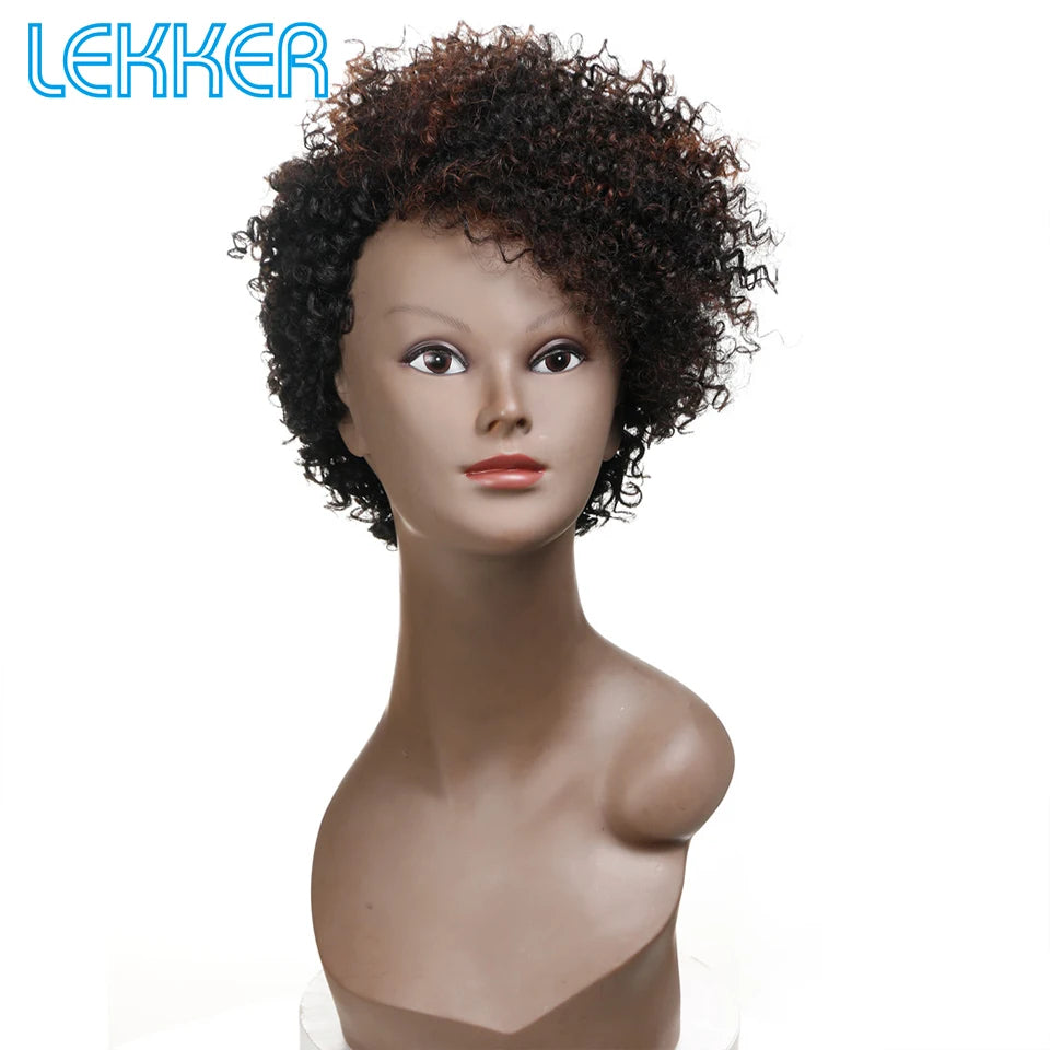 Lekker 99j Burg Red Short Pixie Cut Afro Kinky Curly Bob Human Hair Wigs For Women Brazilian Remy Hair Ready to Wear Colored Wig