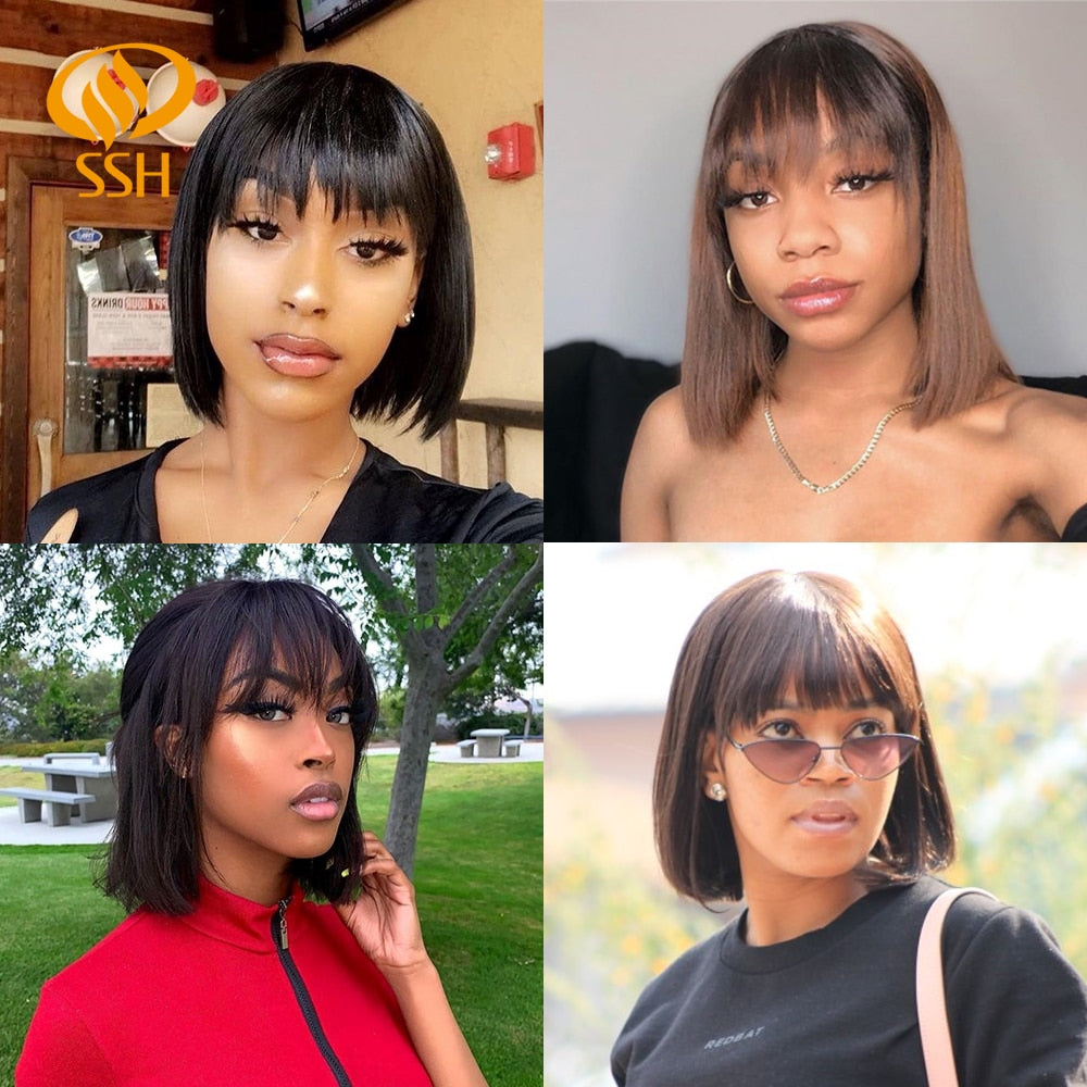 Short Human Hair Wig Women Straight Remy Hair Bob