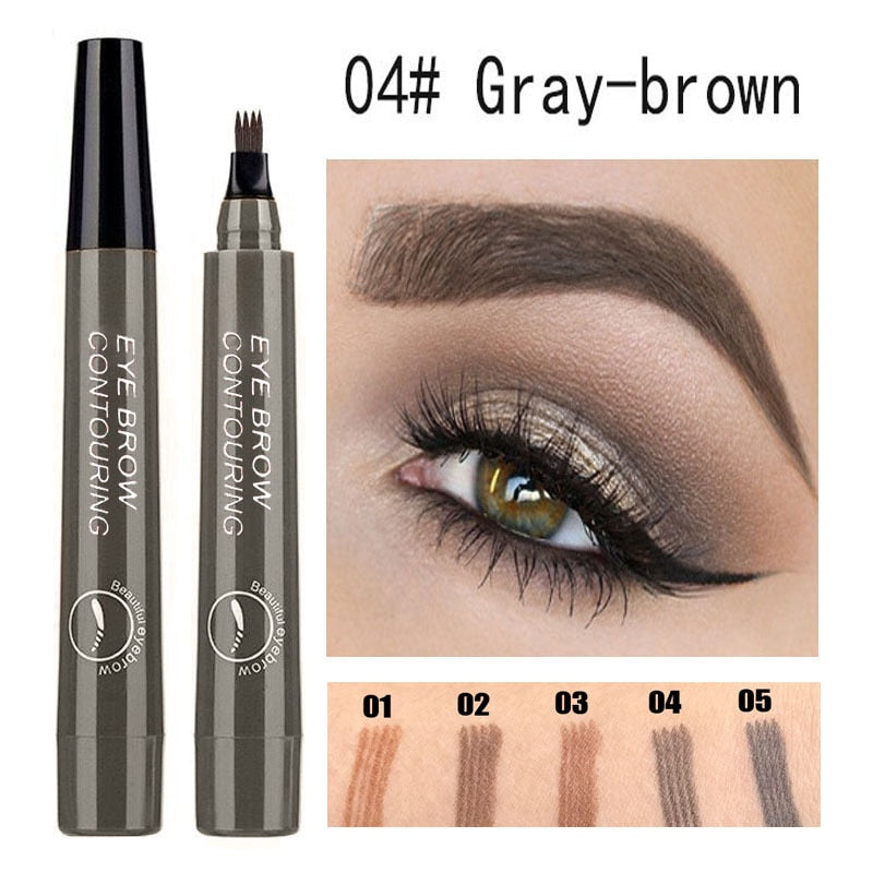 Tattoo Eyebrow 3D liquid Ink Pen waterproof 4 fork pencil brow Eyes Makeup Female Cosmetics 5 Natural Color Available TSLM1