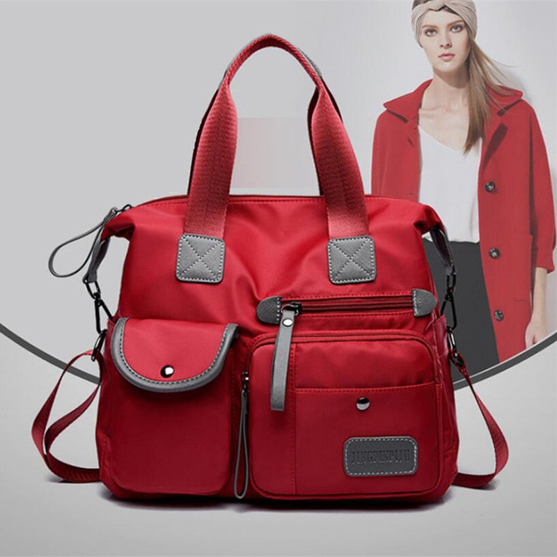 Gusure Women's Multi-pockets Shoulder Bag New Fashion Portable Outdoor Travel Zipper Multi-function Large Capacity Handbags