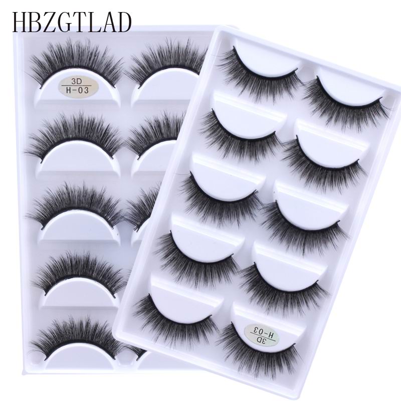 New Full 5 Pairs one box 3D Mink Hair False Eyelashes Natural Thick Long Eye Lashes Wispy Makeup Beauty Extension Tools H13