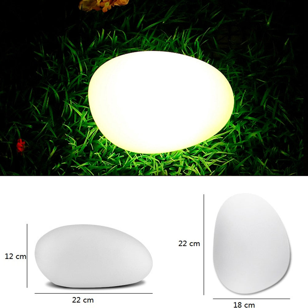 Solar Garden Lights, Glow Cobble Stone Shape Outdoor Solar Light Waterproof Color Changing Landscape Lights with Remote, 1 PCS