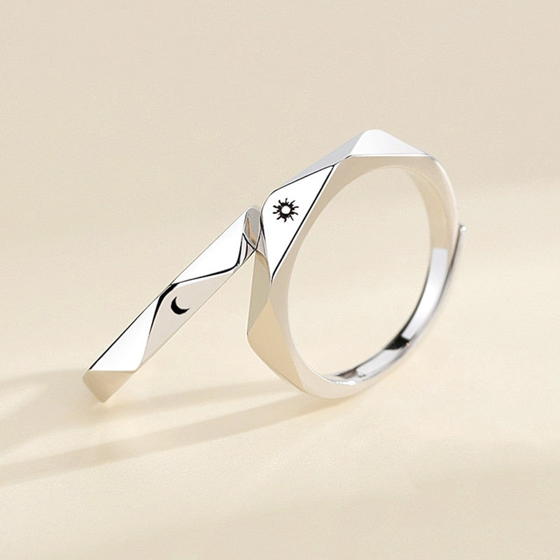 2 Pcs Sun Moon Lover Couple Rings