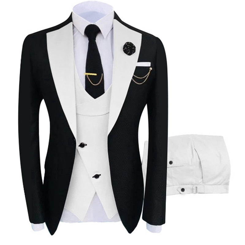 Slim Fit Blazers Ball And Groom Suits Fashion Wedding( Jacket + Vest + Pants )