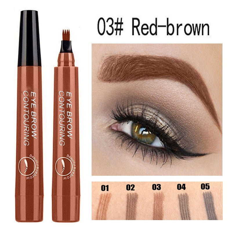 Tattoo Eyebrow 3D liquid Ink Pen waterproof 4 fork pencil brow Eyes Makeup Female Cosmetics 5 Natural Color Available TSLM1