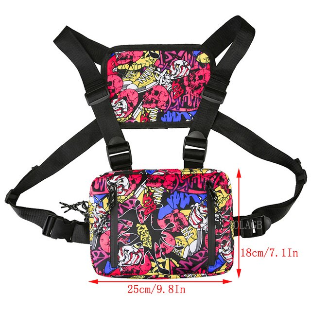 Functional Tactical Chest Bag Fashion Bullet Hip Hop Vest Streetwear Bag Waist Pack Women Black Chest Rig Bag 233
