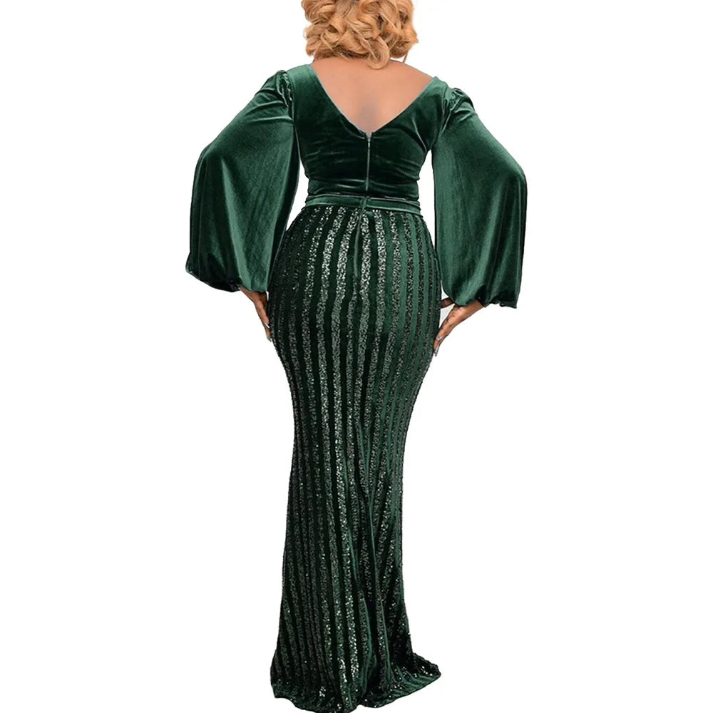 Plus Size Clothing for Women 2021 Autumn African Women Long Sleeve Polyester Long Dress Maxi Dress African Dresses for Women