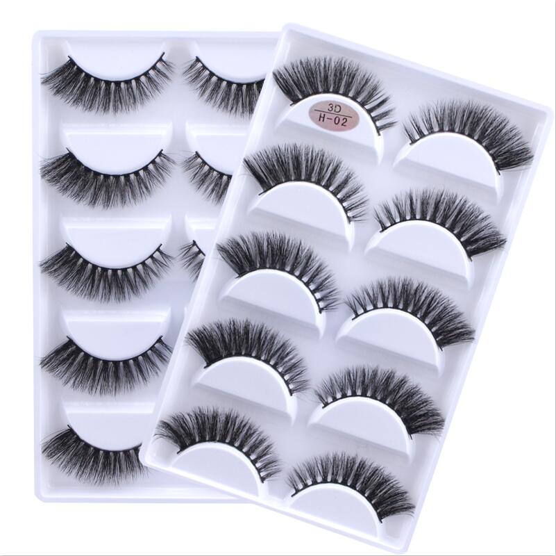 New Full 5 Pairs one box 3D Mink Hair False Eyelashes Natural Thick Long Eye Lashes Wispy Makeup Beauty Extension Tools H13