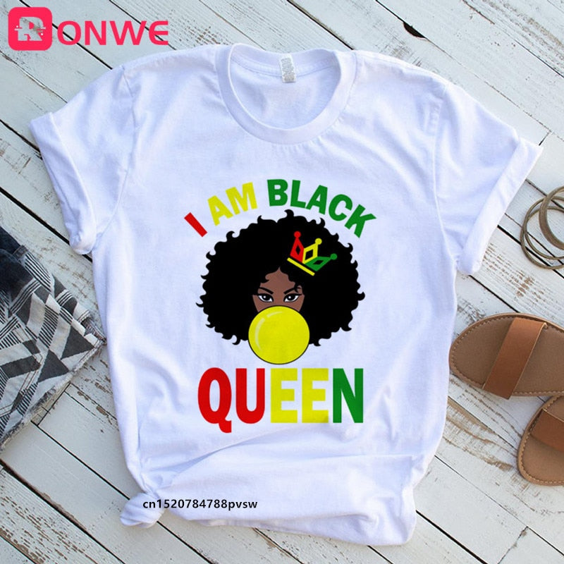 Beauty African Lady Women T shirt African Black Girl History Month Female T-shirt Melanin Tee Shirt
