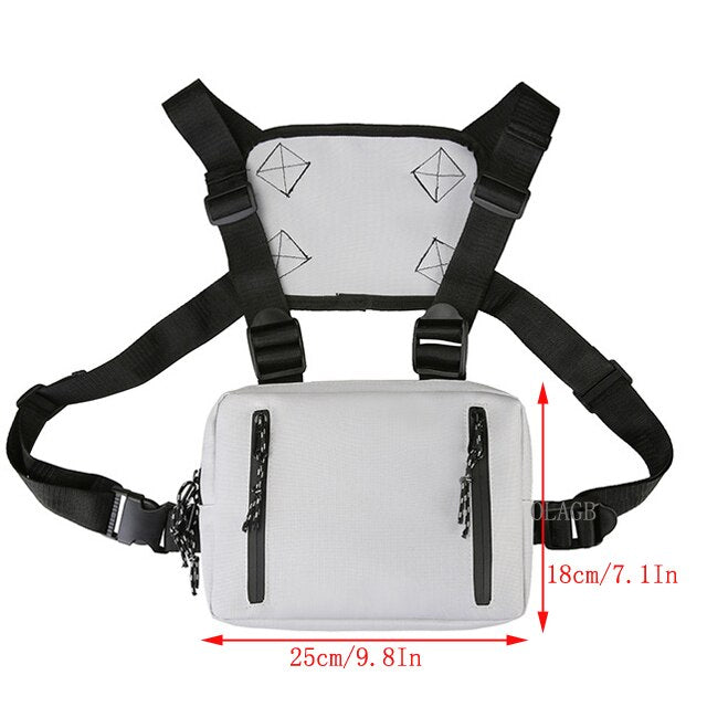 Functional Tactical Chest Bag Fashion Bullet Hip Hop Vest Streetwear Bag Waist Pack Women Black Chest Rig Bag 233
