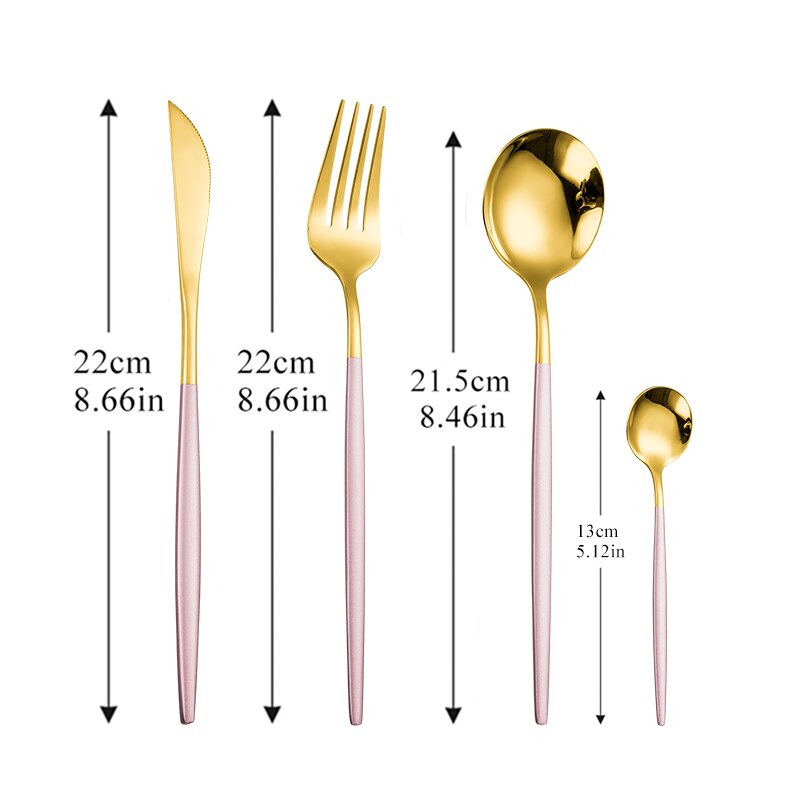 Stainless Steel Golden Cutlery Set Black Luxury Dinnerware Set