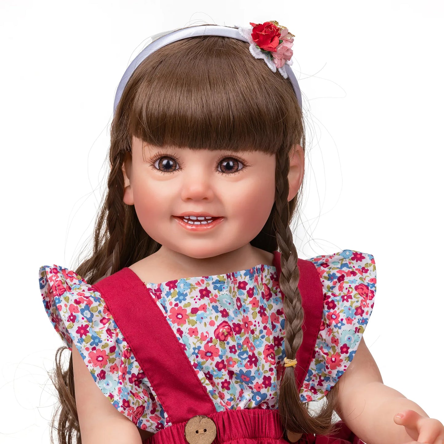 NPK 55CM Full Soft Silicone Reborn Baby Girl Doll Cammi Smile Baby Soft Touch Hand Detailed Painting multiple Layers 3D Doll