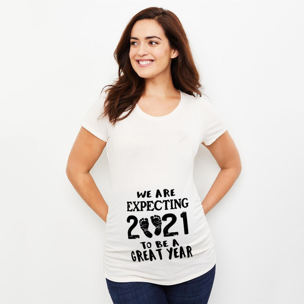 Zipper Baby Loading Women Pregnant Funny T Shirt Girl Maternity Pregnancy Announcement Shirt New Mom Cloth