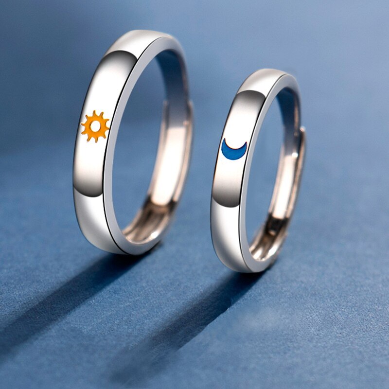 2 Pcs Sun Moon Lover Couple Rings