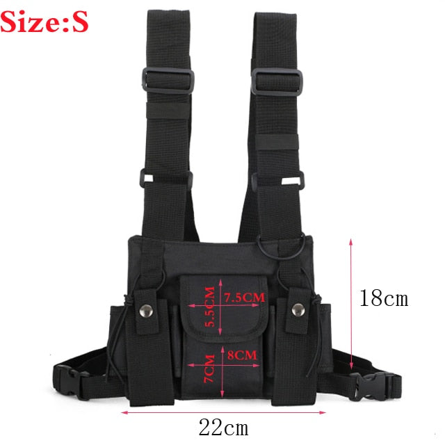 Functional Tactical Chest Bag Fashion Bullet Hip Hop Vest Streetwear Bag Waist Pack Women Black Chest Rig Bag 233