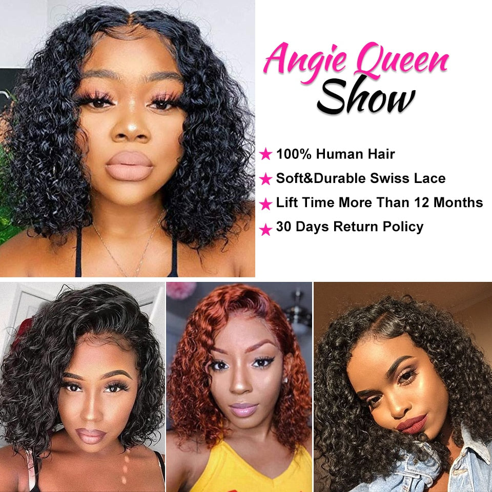 Peruvian Water Wave Human Hair Bob Wigs