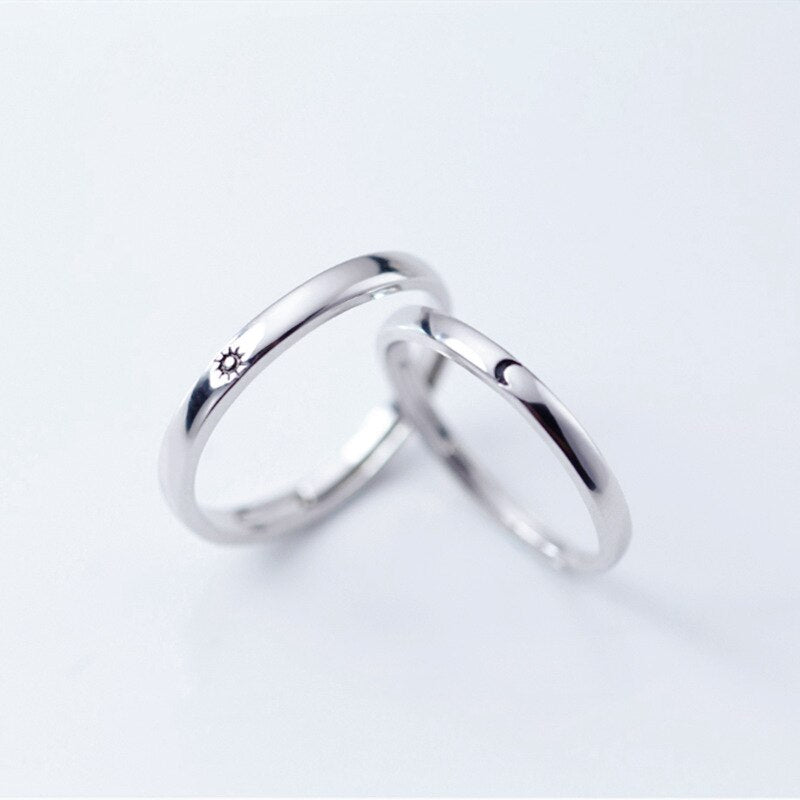 2 Pcs Sun Moon Lover Couple Rings