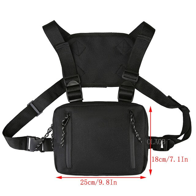 Functional Tactical Chest Bag Fashion Bullet Hip Hop Vest Streetwear Bag Waist Pack Women Black Chest Rig Bag 233