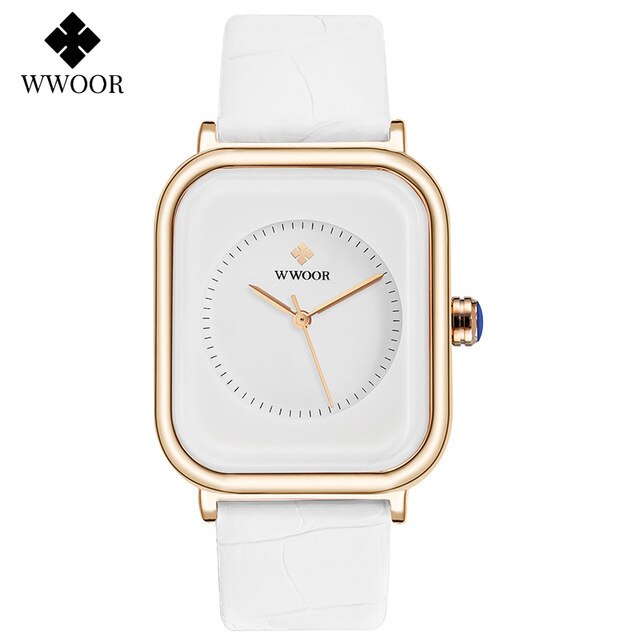 WWOOR Ladies Fashion Watches Top Brand Luxury Square Dress Black Gold Quartz Wrist Watch Stainless Steel Waterproof Women Watch