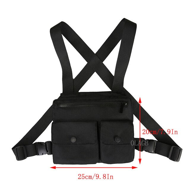 Functional Tactical Chest Bag Fashion Bullet Hip Hop Vest Streetwear Bag Waist Pack Women Black Chest Rig Bag 233