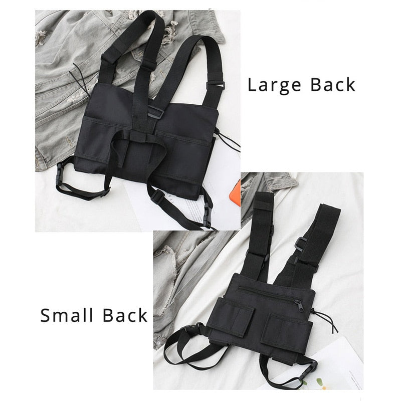 Functional Tactical Chest Bag Fashion Bullet Hip Hop Vest Streetwear Bag Waist Pack Women Black Chest Rig Bag 233