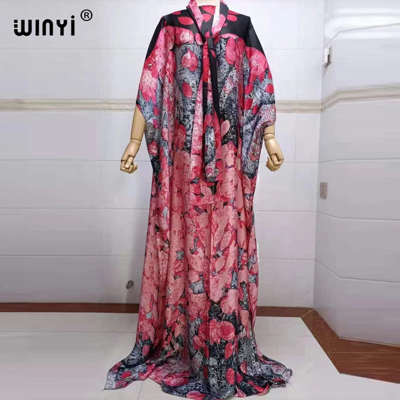 women Print Bohemia Hijab Loose Elegant Muslim Abaya dress Sexy Lady Party maxi