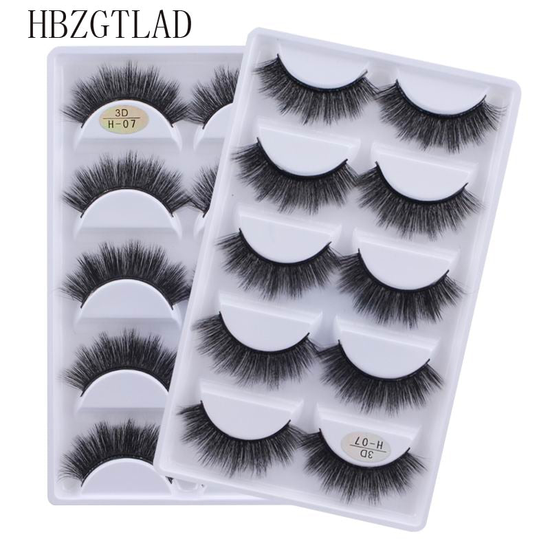 New Full 5 Pairs one box 3D Mink Hair False Eyelashes Natural Thick Long Eye Lashes Wispy Makeup Beauty Extension Tools H13