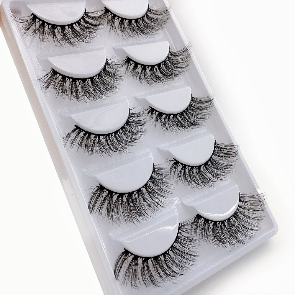 New Full 5 Pairs one box 3D Mink Hair False Eyelashes Natural Thick Long Eye Lashes Wispy Makeup Beauty Extension Tools H13