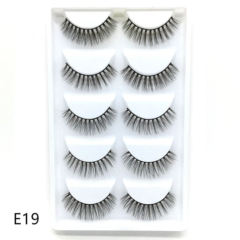 New Full 5 Pairs one box 3D Mink Hair False Eyelashes Natural Thick Long Eye Lashes Wispy Makeup Beauty Extension Tools H13
