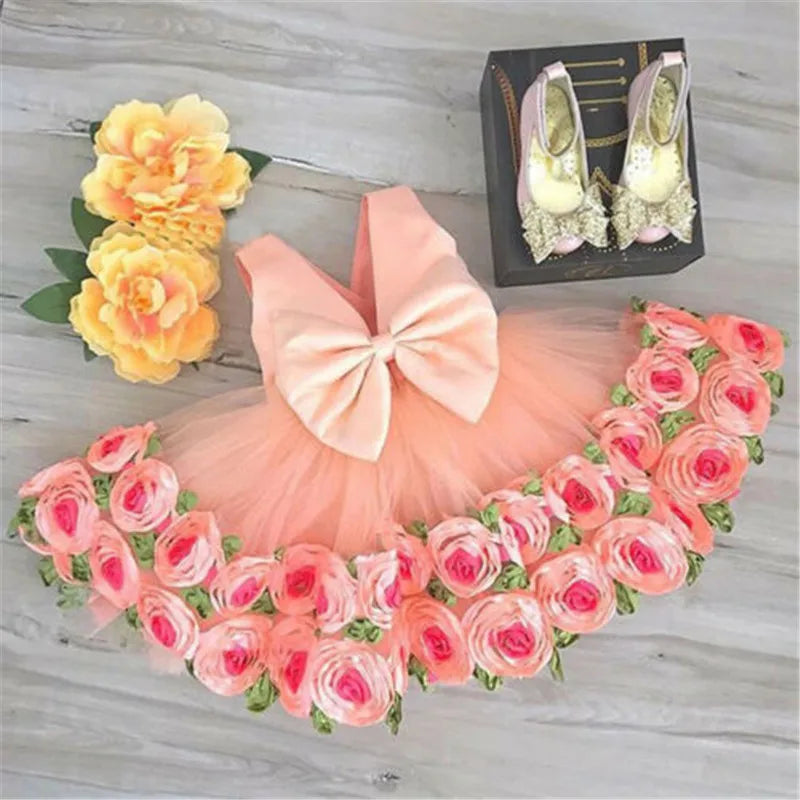 UK Formal Kids Flower Girl Dress Princess Bridesmaid Party Wedding Pageant Dress Rose Sundress 2-8T