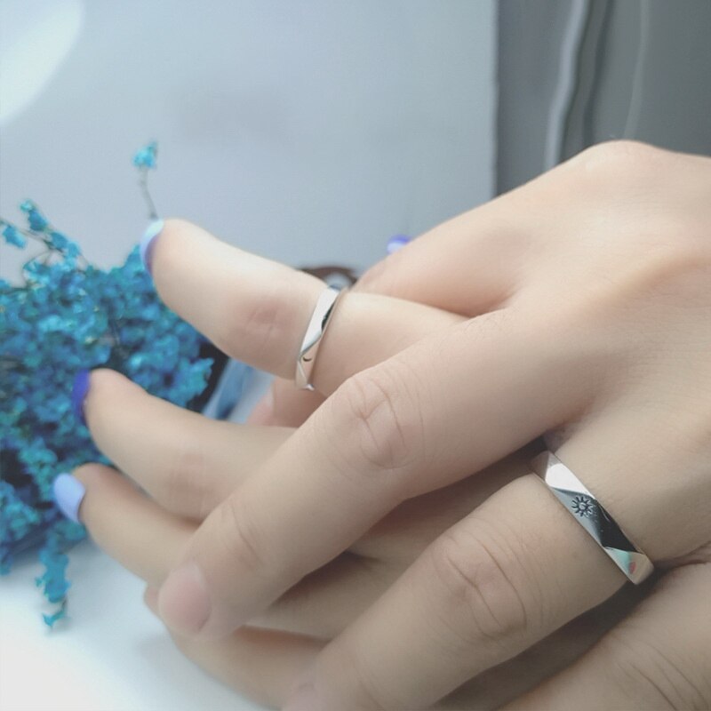 2 Pcs Sun Moon Lover Couple Rings