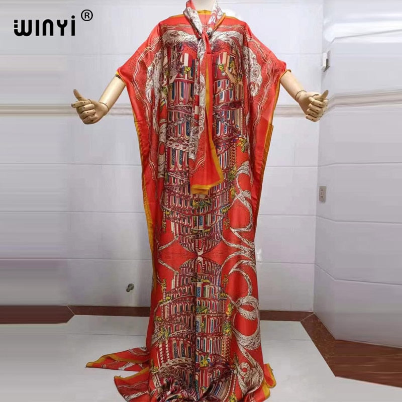 women Print Bohemia Hijab Loose Elegant Muslim Abaya dress Sexy Lady Party maxi