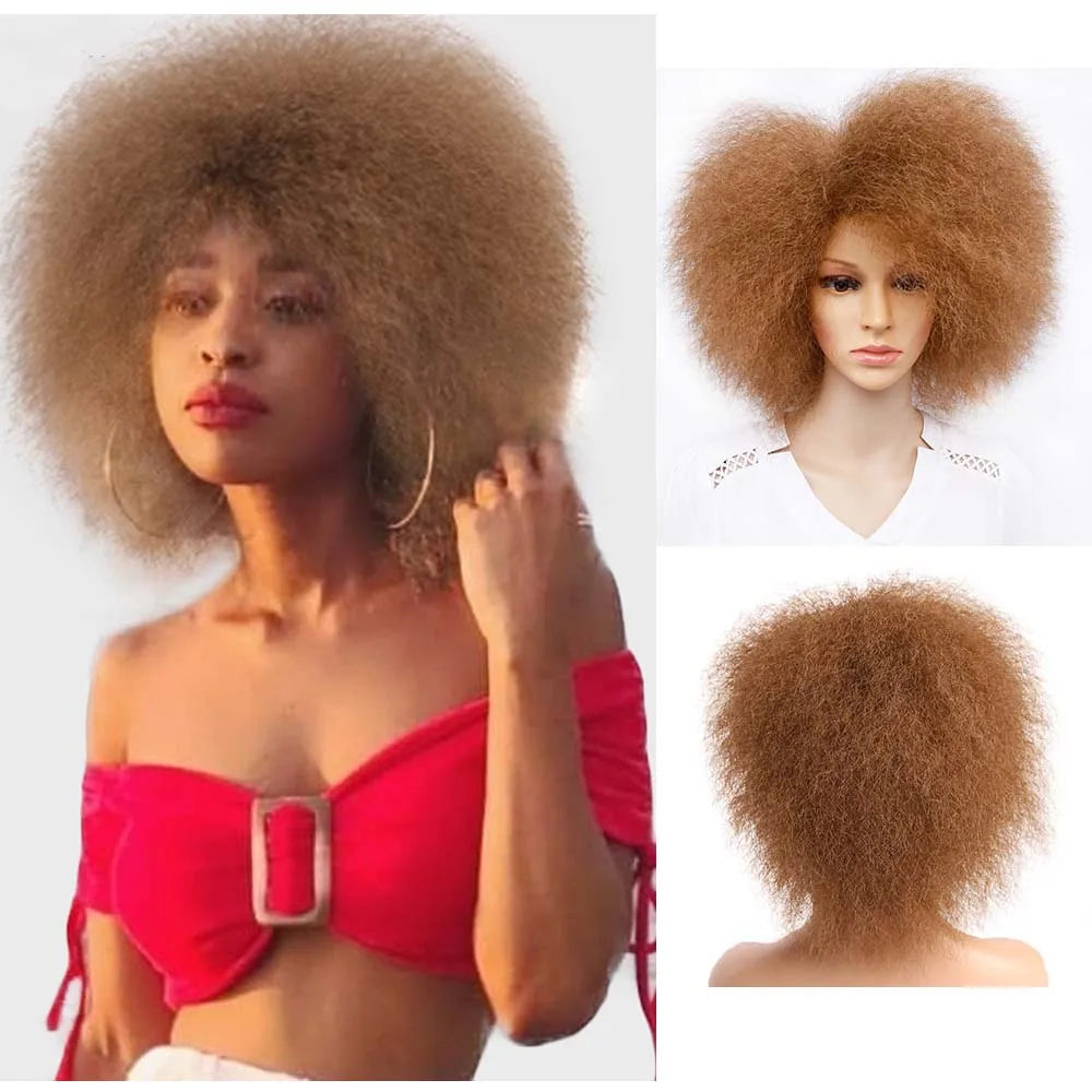 Amir Synthetic Kinky Curly Wig Short Afro Wigs Black Brown Red Color 6inch Short Wig for Women