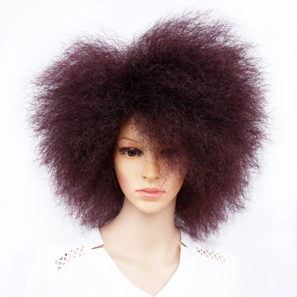 Amir Synthetic Kinky Curly Wig Short Afro Wigs Black Brown Red Color 6inch Short Wig for Women